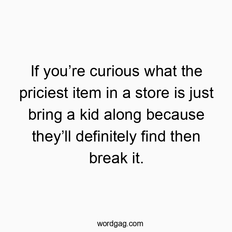 If youโre curious what the priciest item in a store is just bring a kid along because theyโll definitely find then break it.