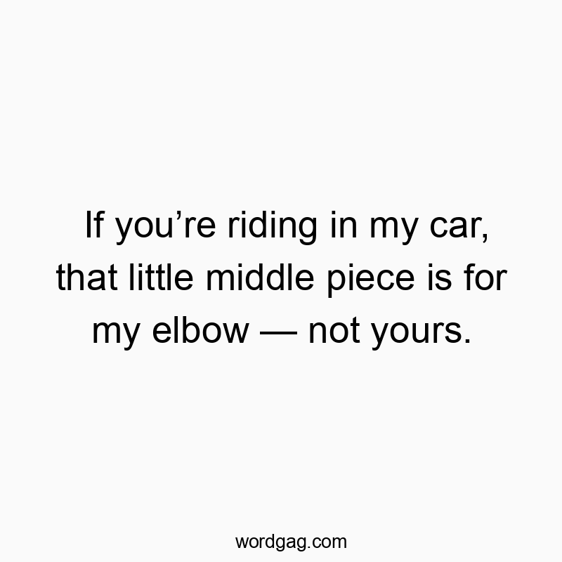 If you’re riding in my car, that little middle piece is for my elbow — not yours.