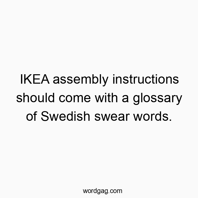 IKEA assembly instructions should come with a glossary of Swedish swear words.
