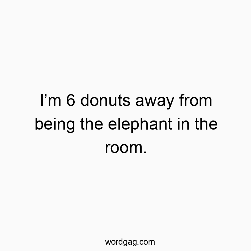Iโm 6 donuts away from being the elephant in the room.