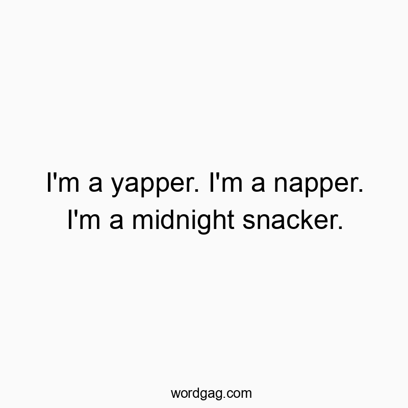 I’m a yapper. I’m a napper. I’m a midnight snacker.