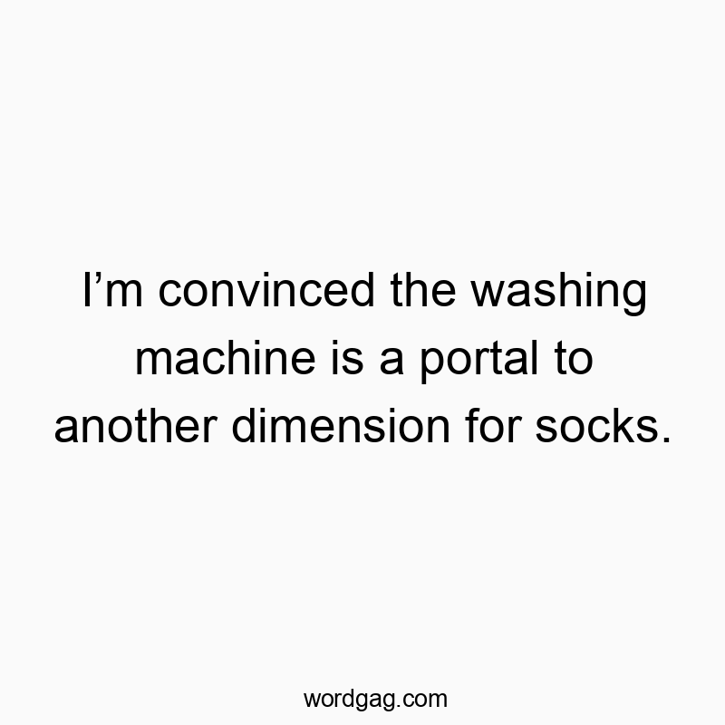 I’m convinced the washing machine is a portal to another dimension for socks.