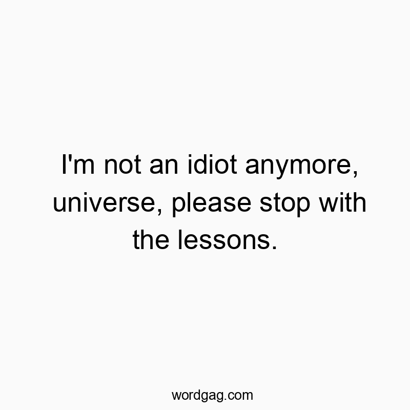 I’m not an idiot anymore, universe, please stop with the lessons.