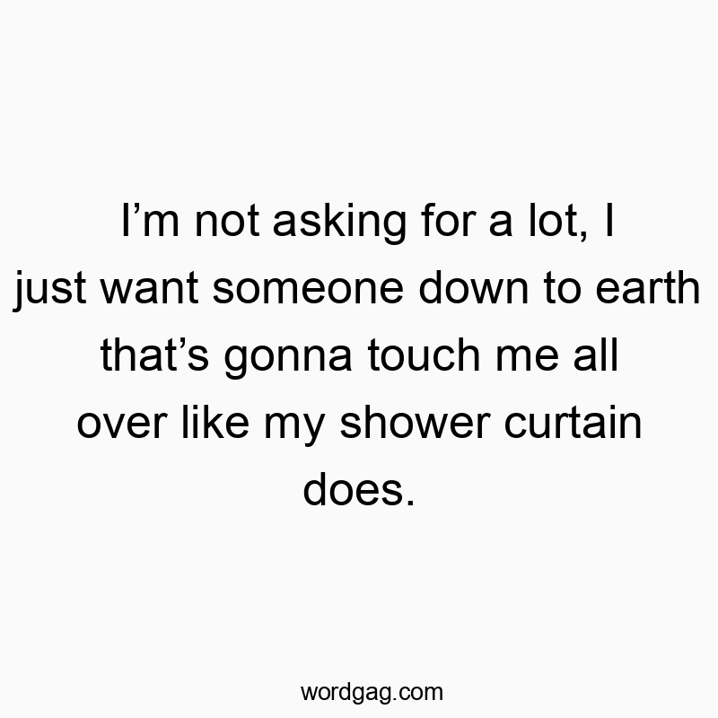 I’m not asking for a lot, I just want someone down to earth that’s gonna touch me all over like my shower curtain does.