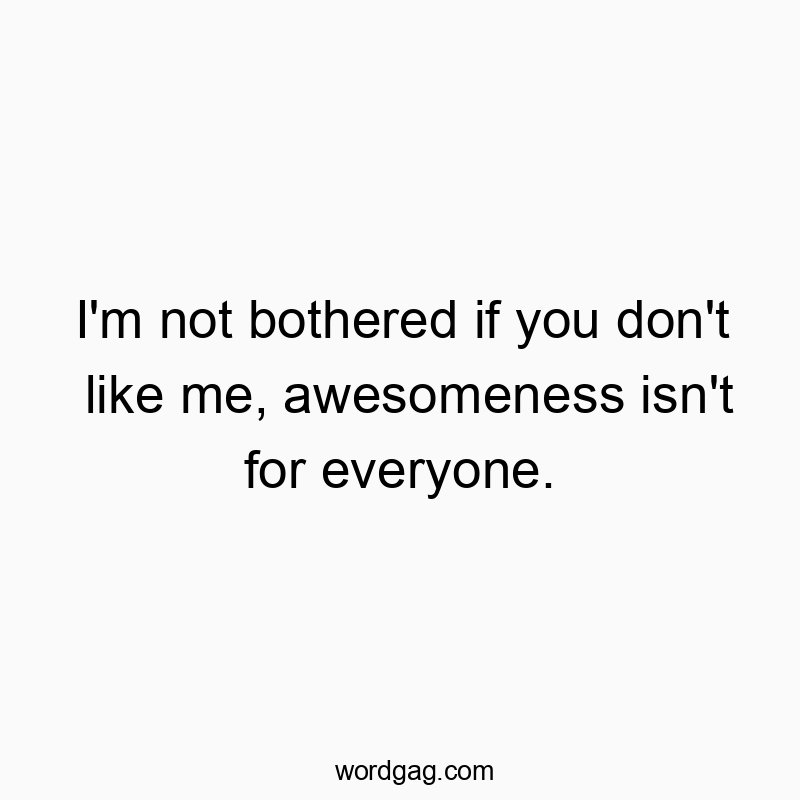 I’m not bothered if you don’t like me, awesomeness isn’t for everyone.