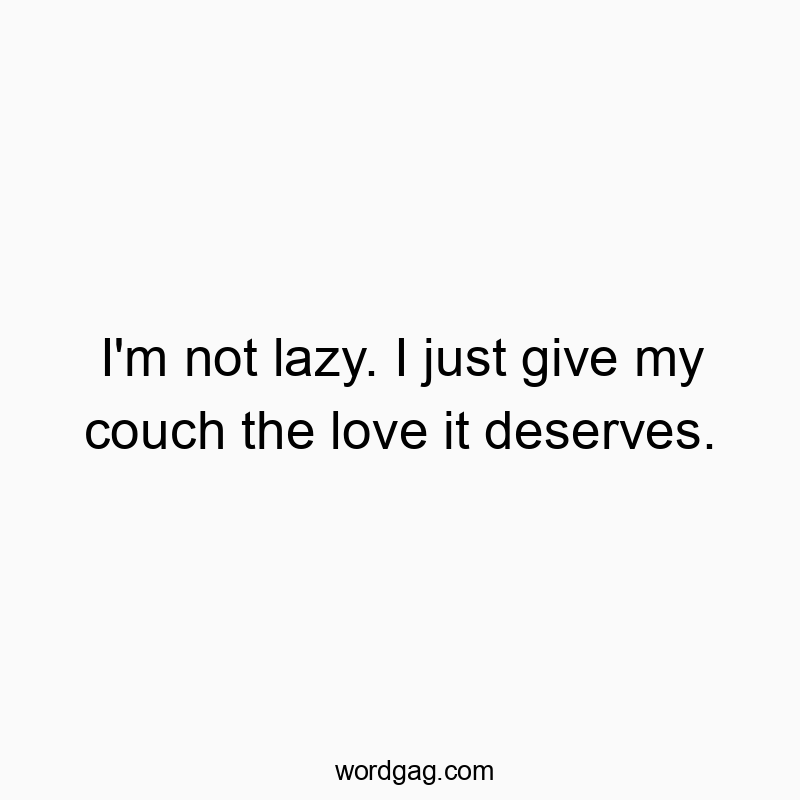 I’m not lazy. I just give my couch the love it deserves.