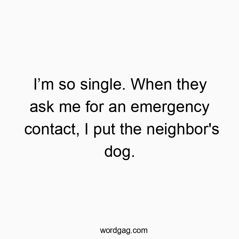 Iโm so single. When they ask me for an emergency contact, I put the neighbor’s dog.