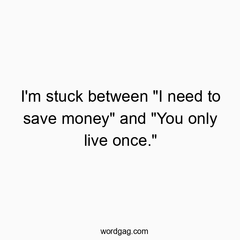 I’m stuck between “I need to save money” and “You only live once.”