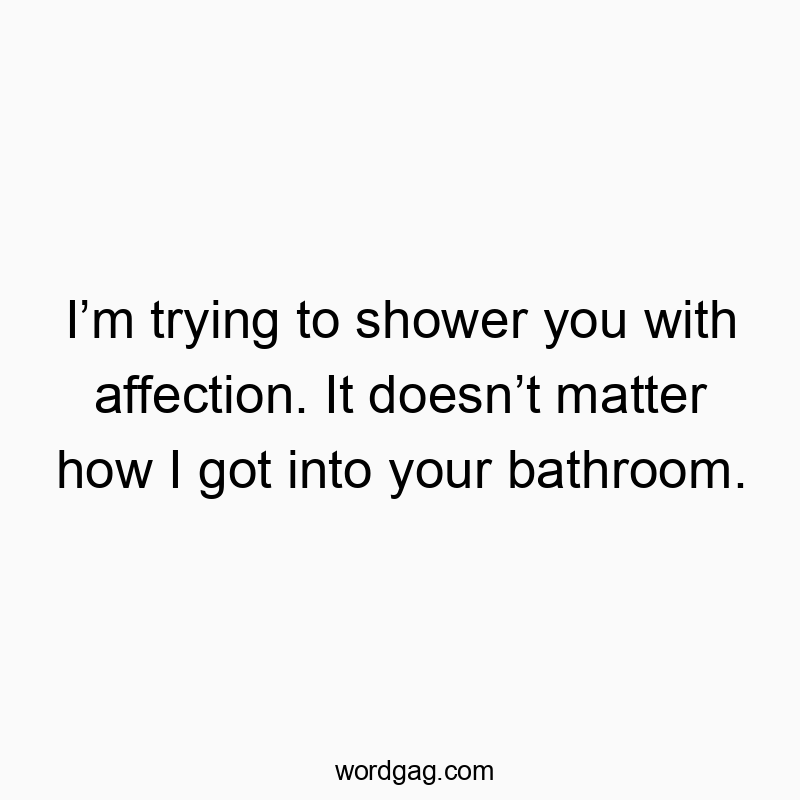Iโm trying to shower you with affection. It doesnโt matter how I got into your bathroom.