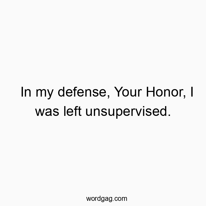 In my defense, Your Honor, I was left unsupervised.