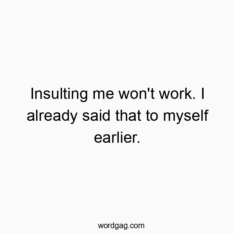 Insulting me won’t work. I already said that to myself earlier.