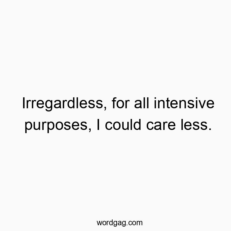 Irregardless, for all intensive purposes, I could care less.