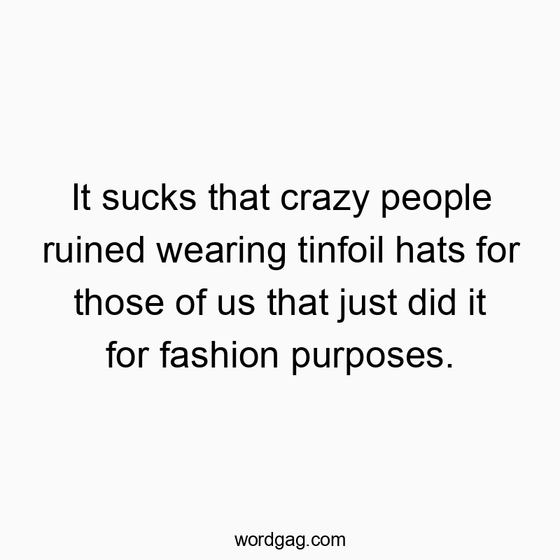 It sucks that crazy people ruined wearing tinfoil hats for those of us that just did it for fashion purposes.