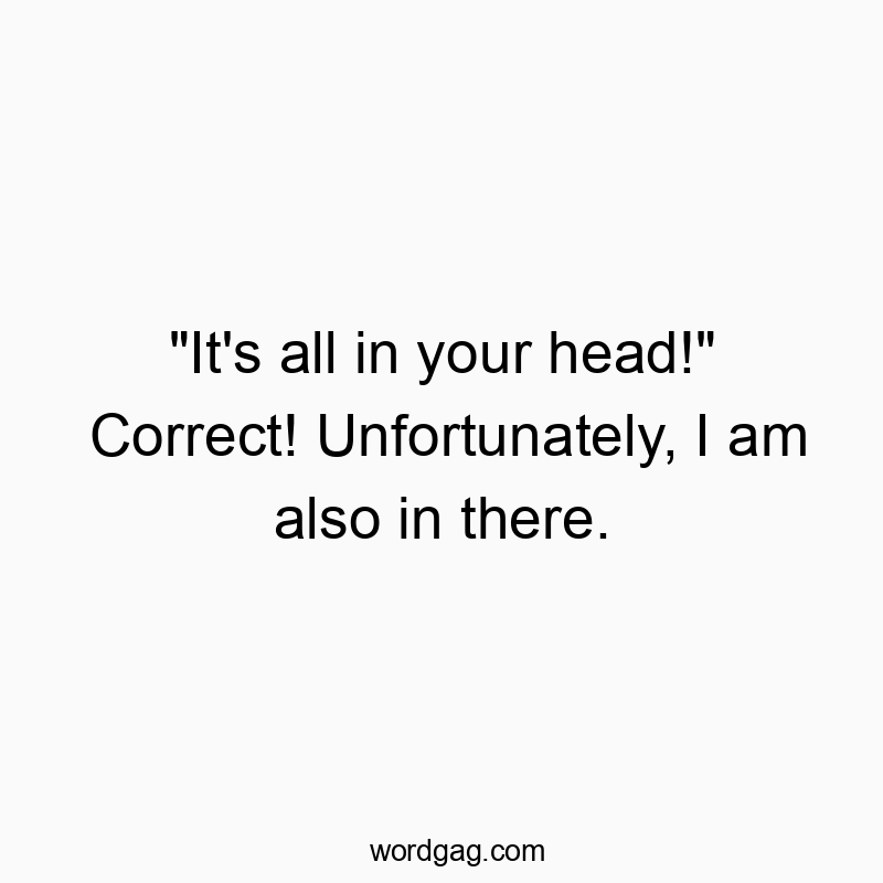 “It’s all in your head!” Correct! Unfortunately, I am also in there.