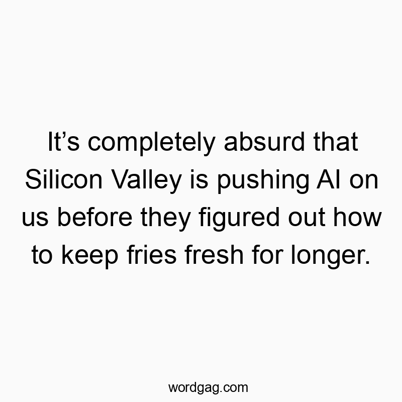 It’s completely absurd that Silicon Valley is pushing AI on us before they figured out how to keep fries fresh for longer.