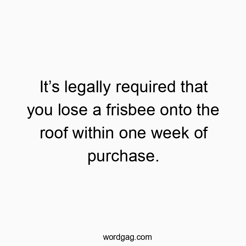 It’s legally required that you lose a frisbee onto the roof within one week of purchase.