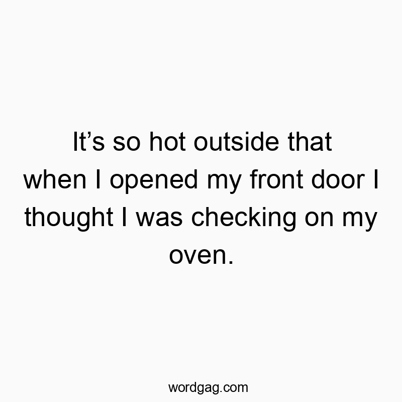 It’s so hot outside that when I opened my front door I thought I was checking on my oven.
