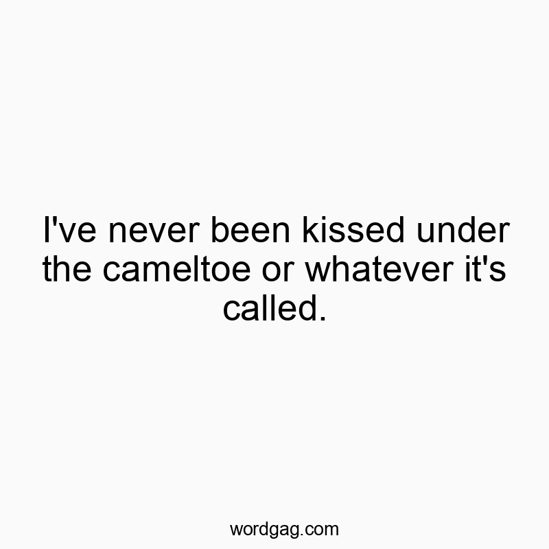 I’ve never been kissed under the cameltoe or whatever it’s called.