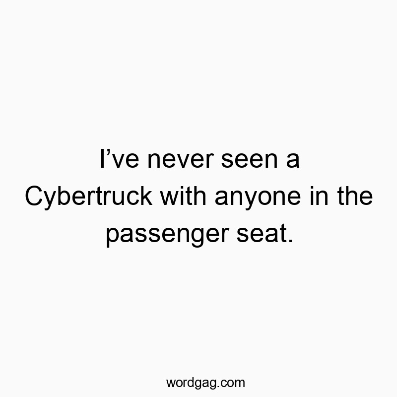 Iโve never seen a Cybertruck with anyone in the passenger seat.