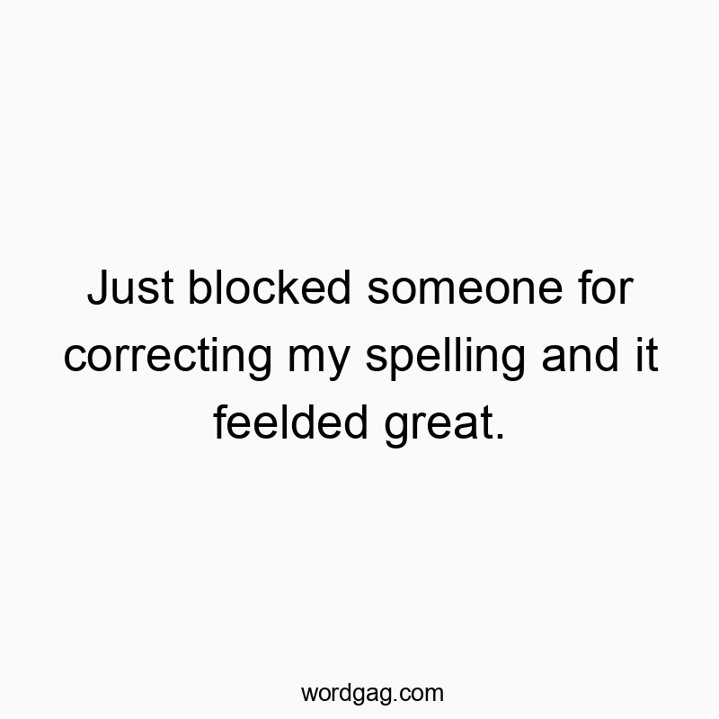 14 Funny satisfaction quotes - Just blocked someone for correcting my spelling and it feel…