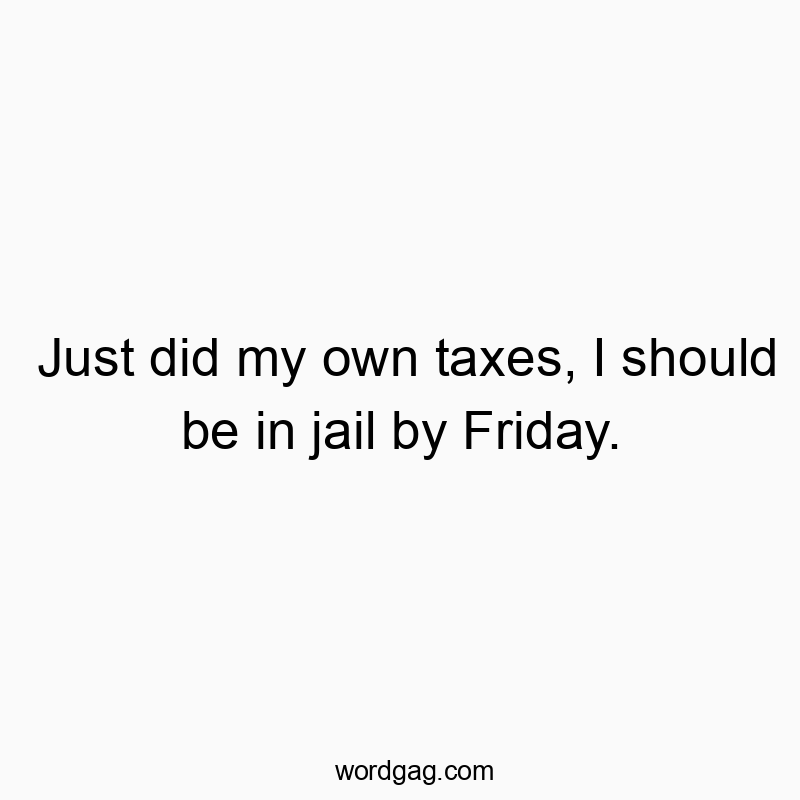 Just did my own taxes, I should be in jail by Friday.