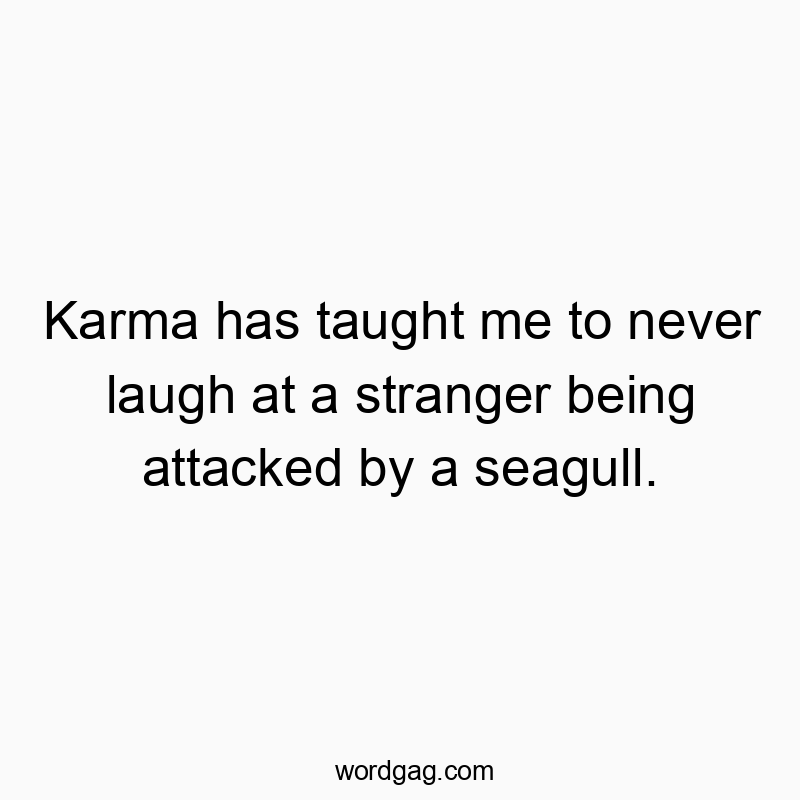 Karma has taught me to never laugh at a stranger being attacked by a seagull.