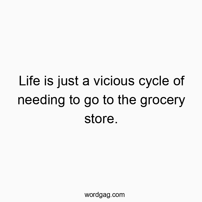 Life is just a vicious cycle of needing to go to the grocery store.