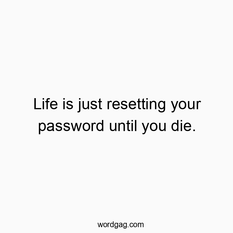 Life is just resetting your password until you die.