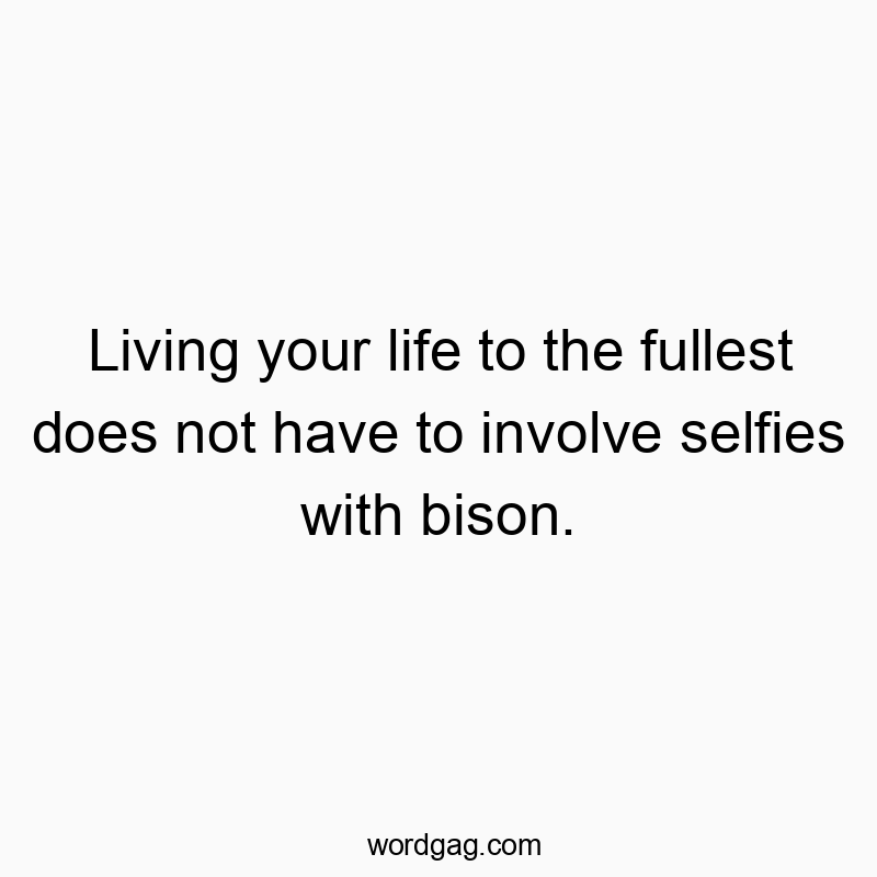 Living your life to the fullest does not have to involve selfies with bison.
