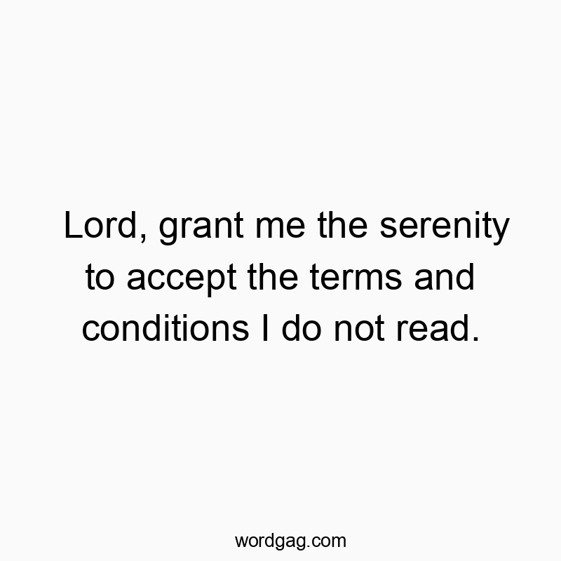 Lord, grant me the serenity to accept the terms and conditions I do not read.