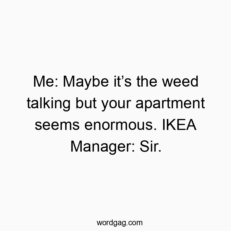 Me: Maybe itโs the weed talking but your apartment seems enormous. IKEA Manager: Sir.