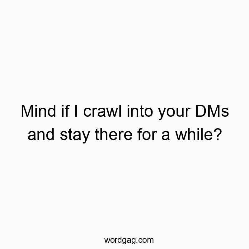 Playful text about sneaking into someone's DMs for a cozy stay.