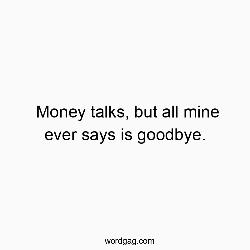 Money talks, but all mine ever says is goodbye.