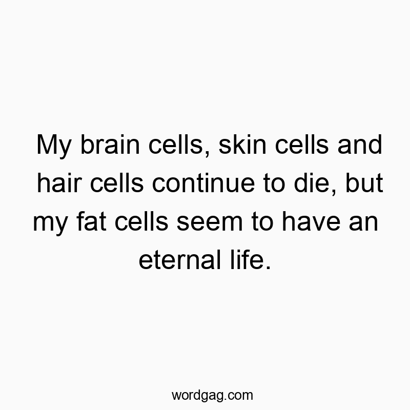 My brain cells, skin cells and hair cells continue to die, but my fat cells seem to have an eternal life.
