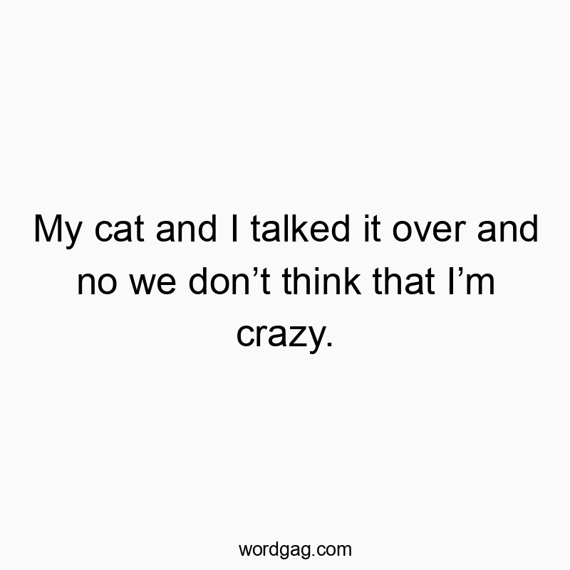 My cat and I talked it over and no we don’t think that I’m crazy.
