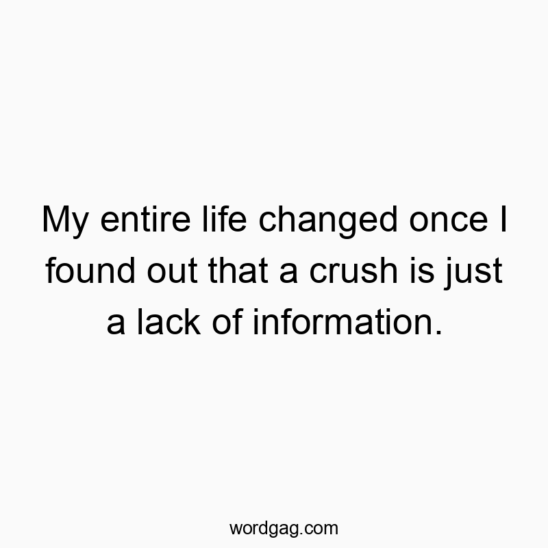 My entire life changed once I found out that a crush is just a lack of information.