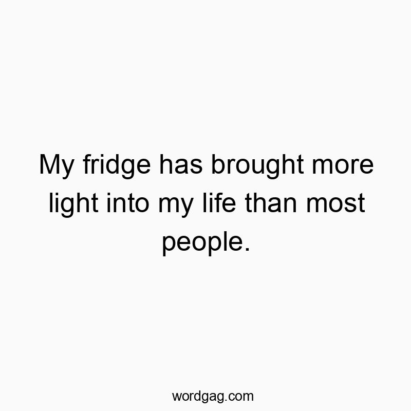 My fridge has brought more light into my life than most people.