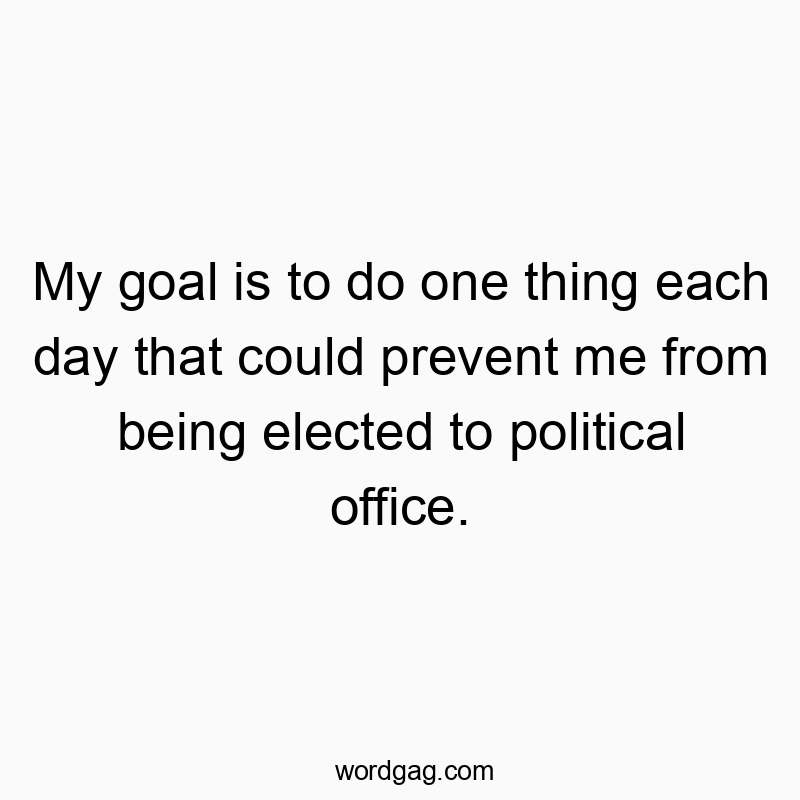 My goal is to do one thing each day that could prevent me from being elected to political office.