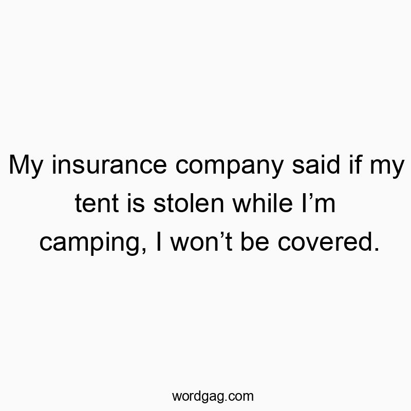 Funny stolen quotes - My insurance company said if my tent is stolen while I’m ca…