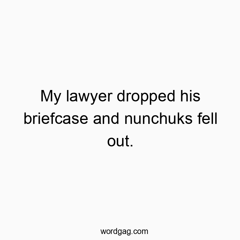 My lawyer dropped his briefcase and nunchuks fell out.