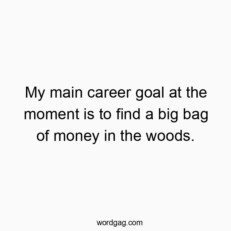 My main career goal at the moment is to find a big bag of money in the woods.