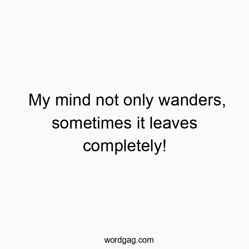 Funny wander quotes - My mind not only wanders, sometimes it leaves completely!