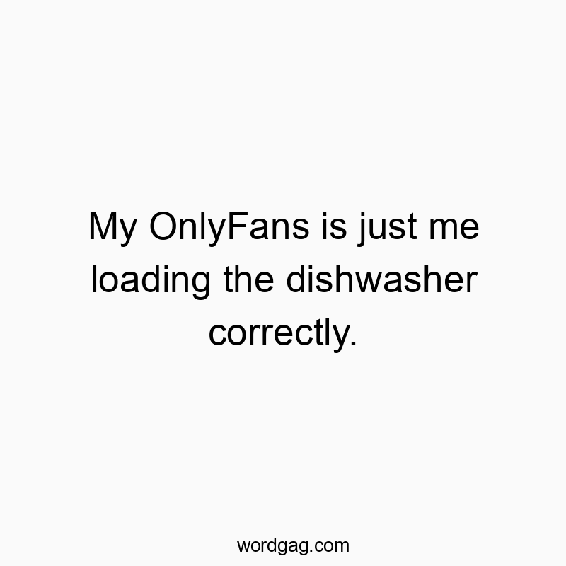 My OnlyFans is just me loading the dishwasher correctly.