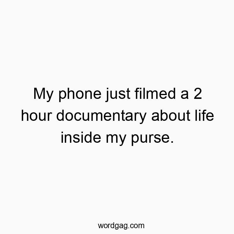 My phone just filmed a 2 hour documentary about life inside my purse.