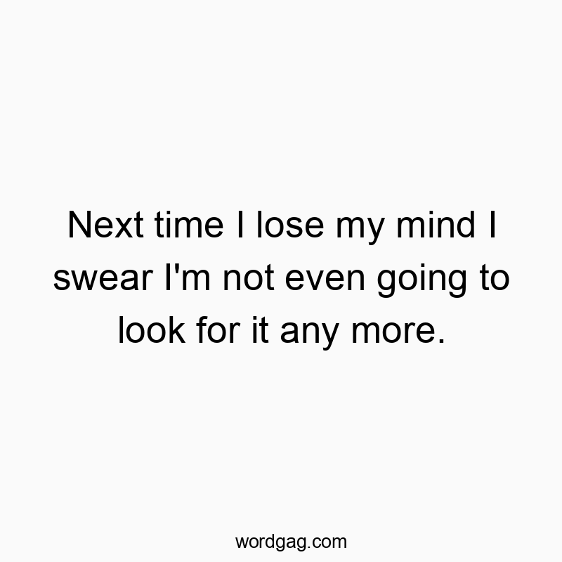 Next time I lose my mind I swear I’m not even going to look for it any more.