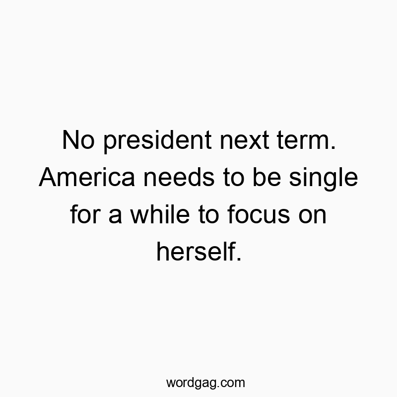 No president next term. America needs to be single for a while to focus on herself.