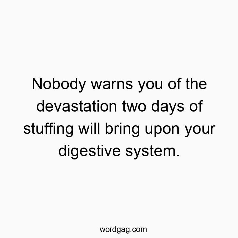 62 Funny bring quotes - Nobody warns you of the devastation two days of stuffing wi…