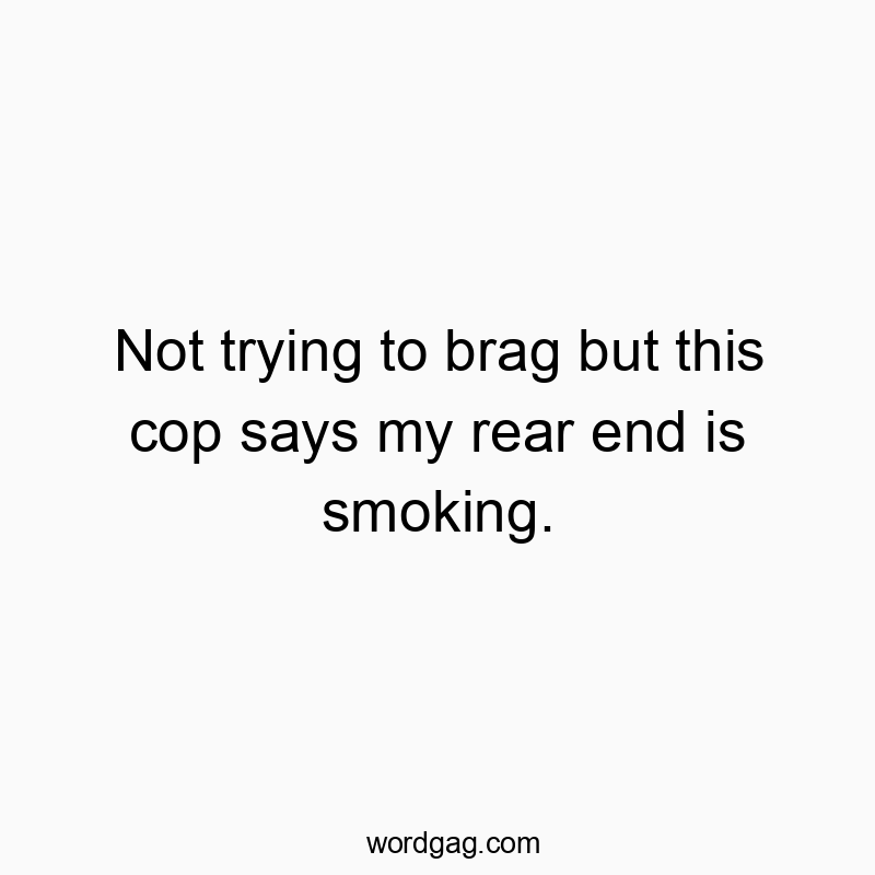 Not trying to brag but this cop says my rear end is smoking.