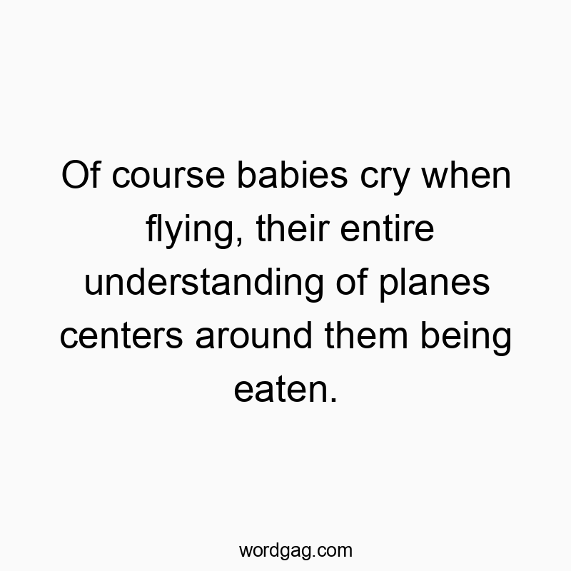 Of course babies cry when flying, their entire understanding of planes centers around them being eaten.