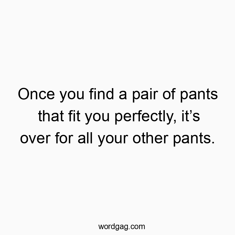 Once you find a pair of pants that fit you perfectly, it’s over for all your other pants.